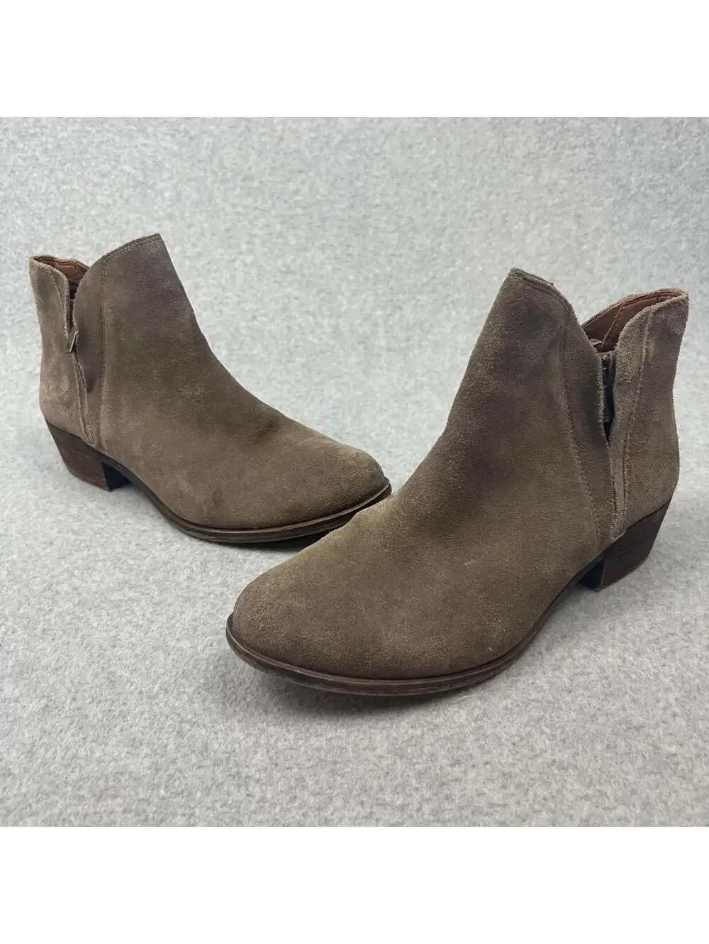 Lucky Brand Womens Low Cut Booties Boots 9 Leather beige Casual Winter